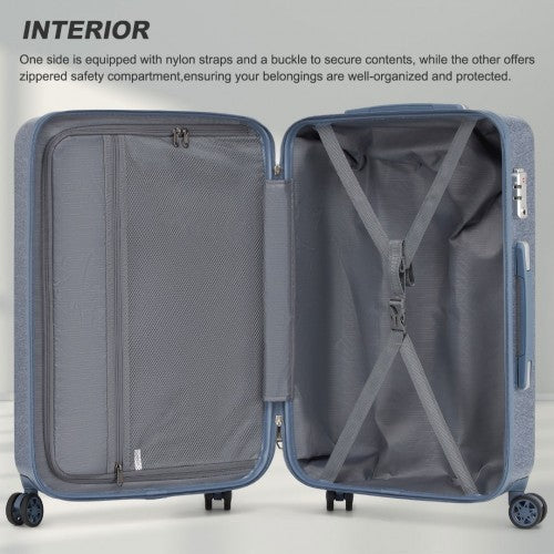 Kono 3 - Piece Minimalist Hard Shell ABS+PC Luggage Set with TSA Lock and 360° Spinner Wheels - Denim Blue
