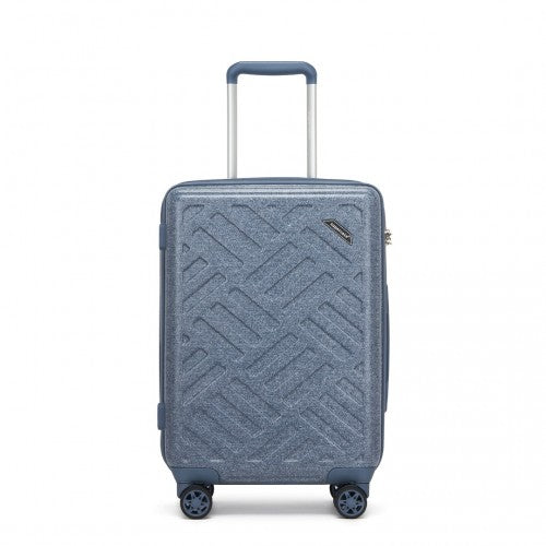 Supercase 20 Inch Sleek Geometric Pattern Hard Shell ABS+PC Cabin Carry - On Suitcase with TSA Lock - Denim Blue