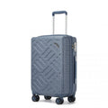 Supercase 20 Inch Sleek Geometric Pattern Hard Shell ABS+PC Cabin Carry - On Suitcase with TSA Lock - Denim Blue