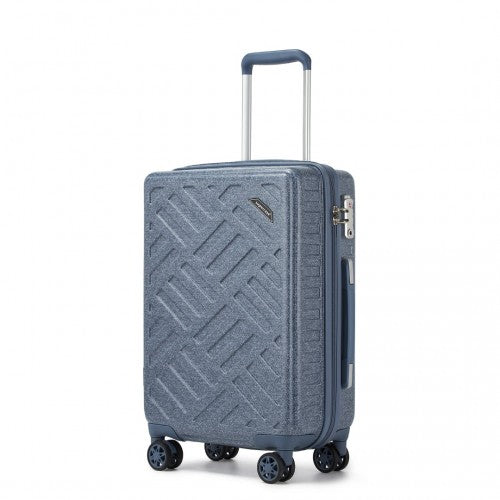 Supercase 20 Inch Sleek Geometric Pattern Hard Shell ABS+PC Cabin Carry - On Suitcase with TSA Lock - Denim Blue