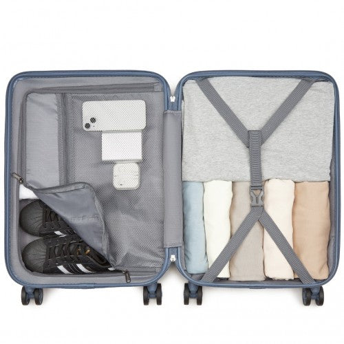 Supercase 20 Inch Sleek Geometric Pattern Hard Shell ABS+PC Cabin Carry - On Suitcase with TSA Lock - Denim Blue