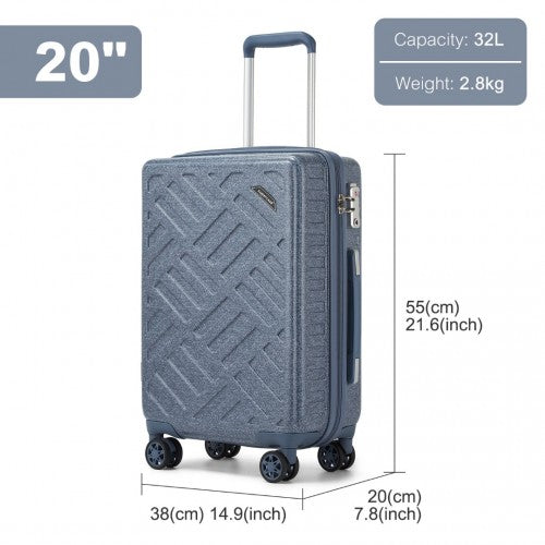 Supercase 20 Inch Sleek Geometric Pattern Hard Shell ABS+PC Cabin Carry - On Suitcase with TSA Lock - Denim Blue