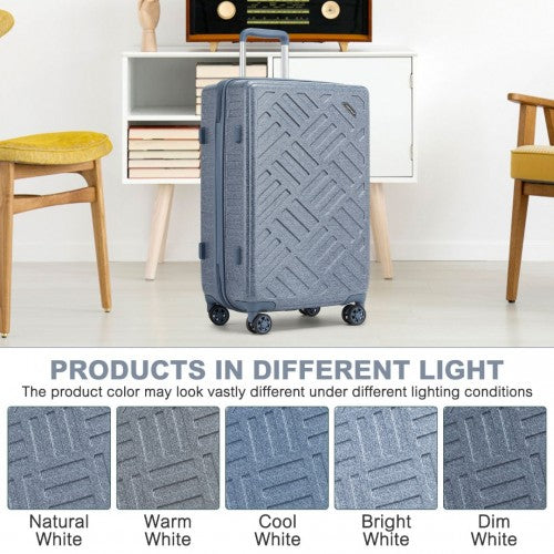 Supercase 24 Inch Sleek Geometric Pattern Hard Shell ABS+PC Check - In Suitcase with TSA Lock for Effortless Travel - Denim Blue