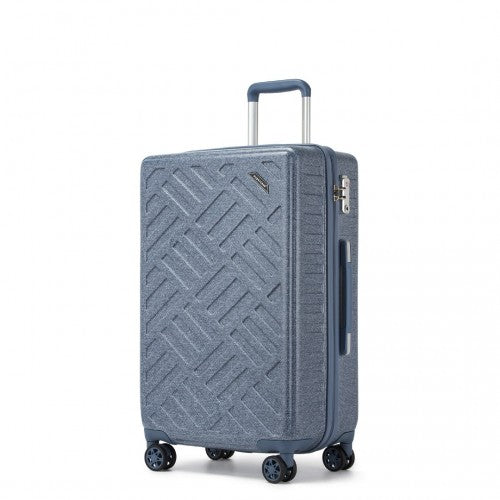 Supercase 24 Inch Sleek Geometric Pattern Hard Shell ABS+PC Check - In Suitcase with TSA Lock for Effortless Travel - Denim Blue