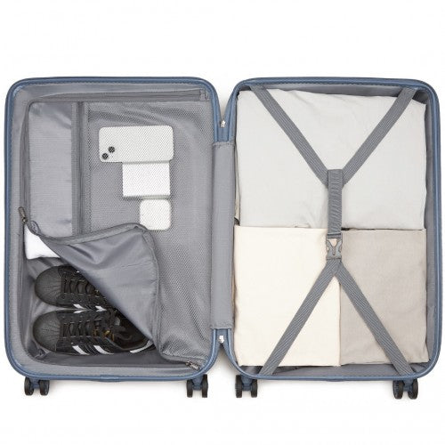 Supercase 24 Inch Sleek Geometric Pattern Hard Shell ABS+PC Check - In Suitcase with TSA Lock for Effortless Travel - Denim Blue