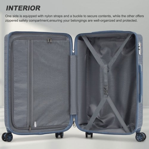 Supercase 24 Inch Sleek Geometric Pattern Hard Shell ABS+PC Check - In Suitcase with TSA Lock for Effortless Travel - Denim Blue