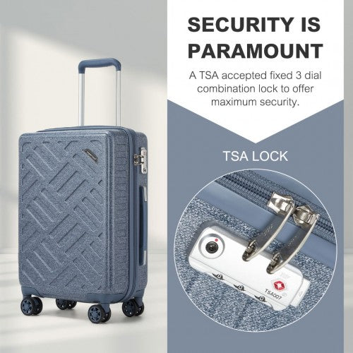 Supercase 24 Inch Sleek Geometric Pattern Hard Shell ABS+PC Check - In Suitcase with TSA Lock for Effortless Travel - Denim Blue
