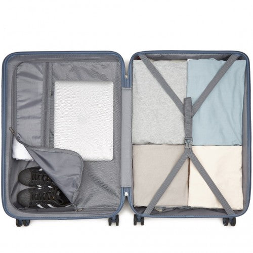 Supercase 3 - Piece Sleek Geometric Pattern Hard Shell ABS+PC Suitcase Set with TSA Lock For Effortless Travel - Denim Blue