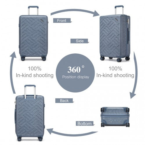 Supercase 3 - Piece Sleek Geometric Pattern Hard Shell ABS+PC Suitcase Set with TSA Lock For Effortless Travel - Denim Blue