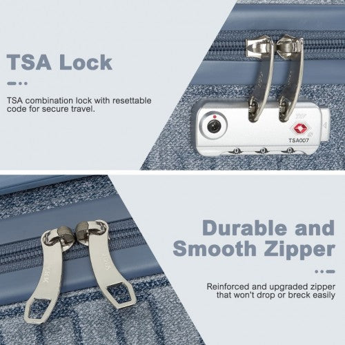 Supercase 3 - Piece Sleek Geometric Pattern Hard Shell ABS+PC Suitcase Set with TSA Lock For Effortless Travel - Denim Blue