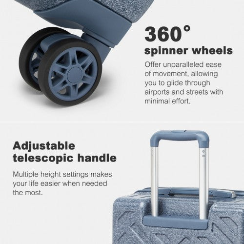 Supercase 3 - Piece Sleek Geometric Pattern Hard Shell ABS+PC Suitcase Set with TSA Lock For Effortless Travel - Denim Blue