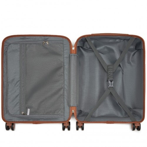 Kono 20 - Inch PP Modern Scratch - Resistant Cabin Suitcase with TSA Lock & Stylish Brown Accents - Black and Brown
