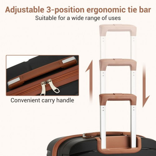 Kono 20 - Inch PP Modern Scratch - Resistant Cabin Suitcase with TSA Lock & Stylish Brown Accents - Black and Brown