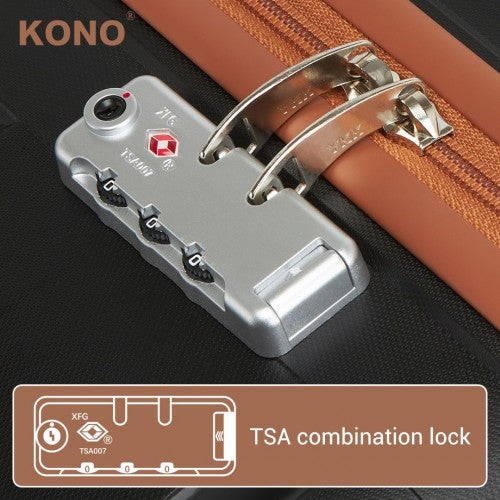 Kono 20 - Inch PP Modern Scratch - Resistant Cabin Suitcase with TSA Lock & Stylish Brown Accents - Black and Brown