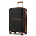 Kono 24 - Inch PP Modern Scratch - Resistant Medium Suitcase with TSA Lock & Stylish Brown Accents - Black and Brown