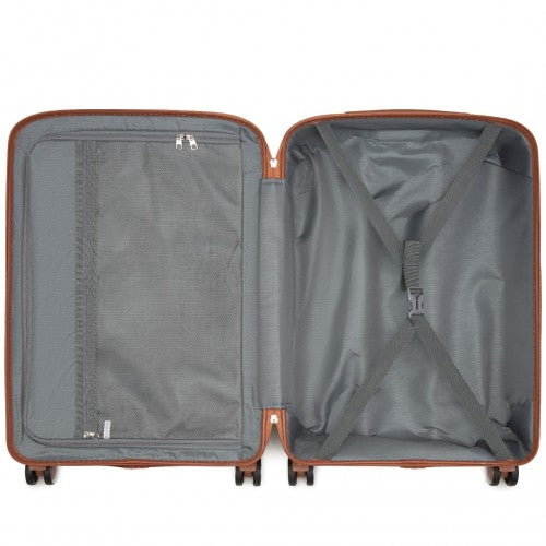 Kono 24 - Inch PP Modern Scratch - Resistant Medium Suitcase with TSA Lock & Stylish Brown Accents - Black and Brown