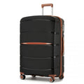 Kono 28 - Inch PP Modern Scratch - Resistant Large Suitcase with TSA Lock & Stylish Brown Accents - Black and Brown
