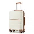 Kono 20 - Inch PP Modern Scratch - Resistant Cabin Suitcase with TSA Lock & Stylish Brown Accents - Cream and Brown