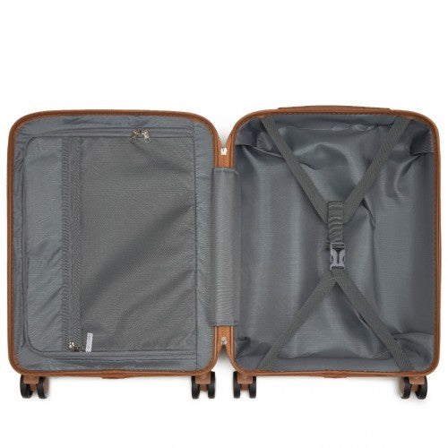 Kono 20 - Inch PP Modern Scratch - Resistant Cabin Suitcase with TSA Lock & Stylish Brown Accents - Cream and Brown