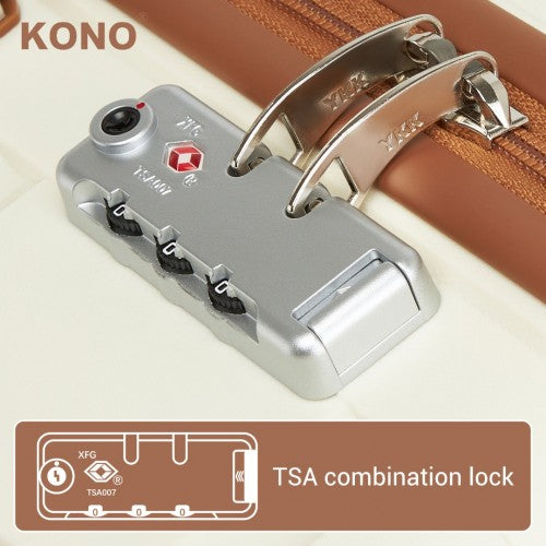 Kono 20 - Inch PP Modern Scratch - Resistant Cabin Suitcase with TSA Lock & Stylish Brown Accents - Cream and Brown