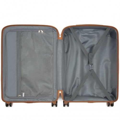 Kono 24 - Inch PP Modern Scratch - Resistant Medium Suitcase with TSA Lock & Stylish Brown Accents - Cream and Brown