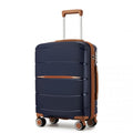 Kono 20 - Inch PP Modern Scratch - Resistant Cabin Suitcase with TSA Lock & Stylish Brown Accents - Navy and Brown