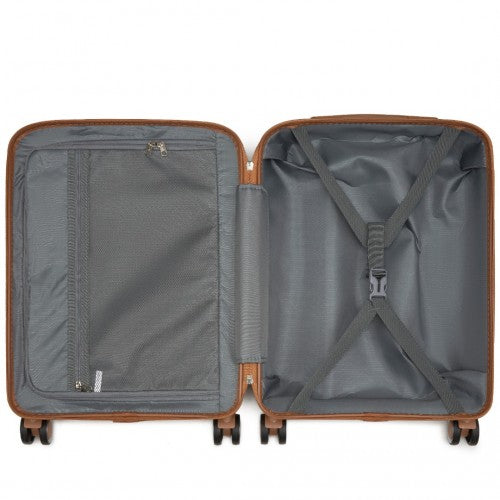 Kono 20 - Inch PP Modern Scratch - Resistant Cabin Suitcase with TSA Lock & Stylish Brown Accents - Navy and Brown