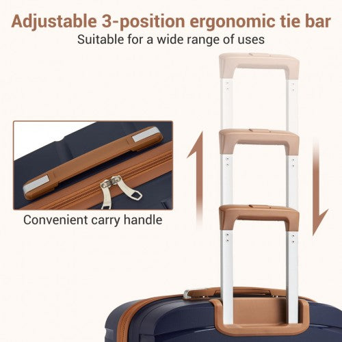 Kono 20 - Inch PP Modern Scratch - Resistant Cabin Suitcase with TSA Lock & Stylish Brown Accents - Navy and Brown