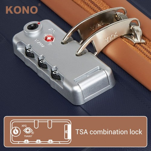 Kono 20 - Inch PP Modern Scratch - Resistant Cabin Suitcase with TSA Lock & Stylish Brown Accents - Navy and Brown