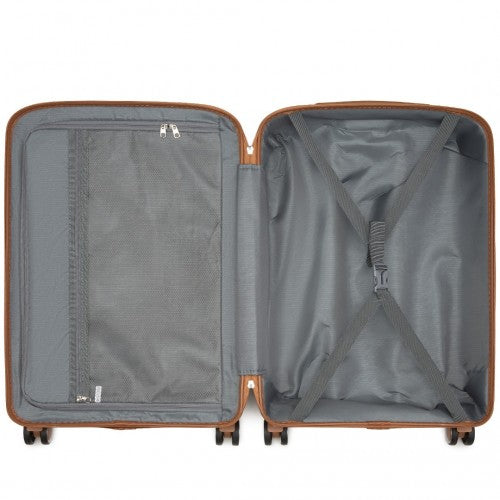Kono 24 - Inch PP Modern Scratch - Resistant Medium Suitcase with TSA Lock & Stylish Brown Accents - Navy and Brown