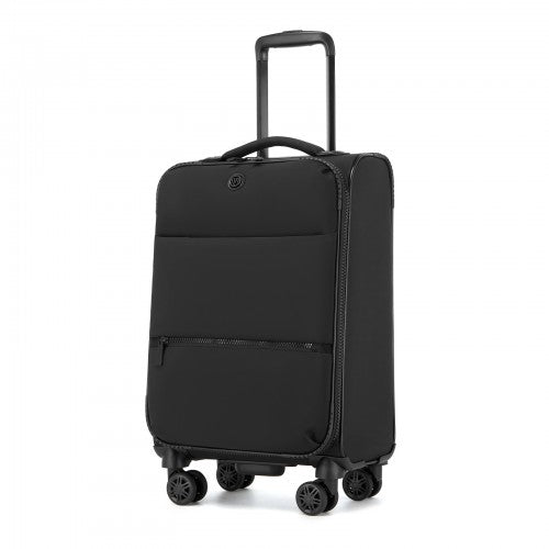 20 inch Women's Lightweight Softshell Suitcase with Spinner Wheels and Spacious Compartments - Black