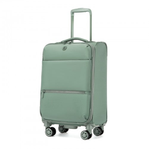 20 inch Women's Lightweight Softshell Suitcase with Spinner Wheels and Spacious Compartments - Green