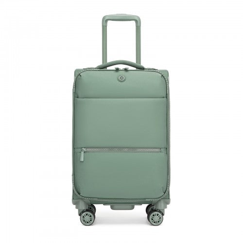 20 inch Women's Lightweight Softshell Suitcase with Spinner Wheels and Spacious Compartments - Green