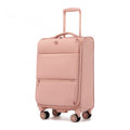 20 inch Women's Lightweight Softshell Suitcase with Spinner Wheels and Spacious Compartments - Pink