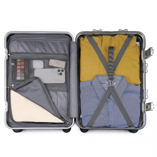 Supercase Durable 20 Inch PC Hardshell Aluminum Frame Suitcase With TSA Lock - Black