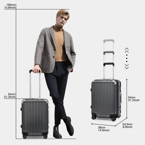 Supercase Durable 20 Inch PC Hardshell Aluminum Frame Suitcase With TSA Lock - Black