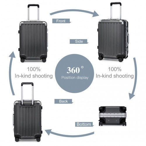 Supercase Durable 20 Inch PC Hardshell Aluminum Frame Suitcase With TSA Lock - Black