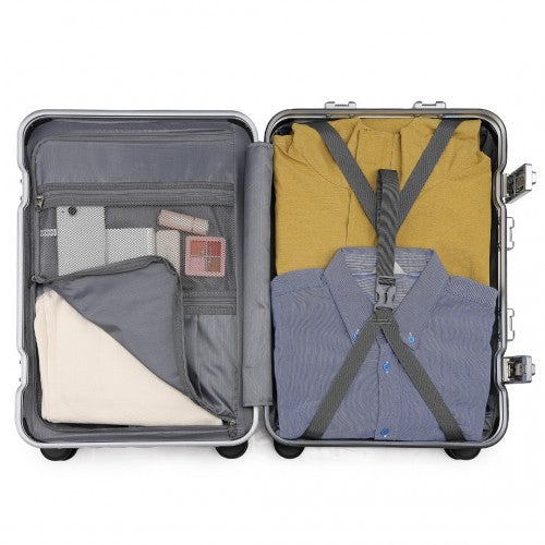 Supercase Durable 20 Inch PC Hardshell Aluminum Frame Suitcase With TSA Lock - Nude