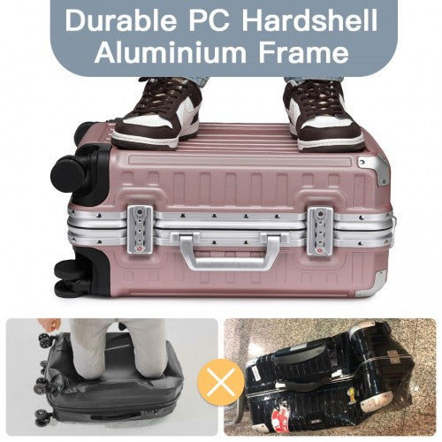 Supercase Durable 20 Inch PC Hardshell Aluminum Frame Suitcase With TSA Lock - Nude
