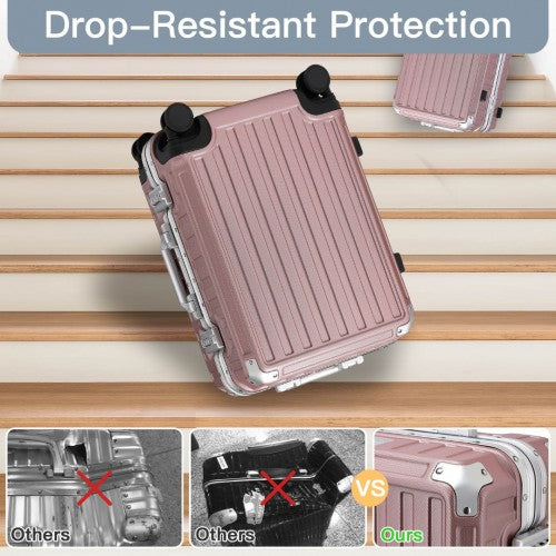 Supercase Durable 20 Inch PC Hardshell Aluminum Frame Suitcase With TSA Lock - Nude
