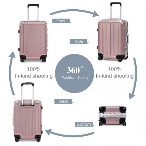 Supercase Durable 20 Inch PC Hardshell Aluminum Frame Suitcase With TSA Lock - Nude