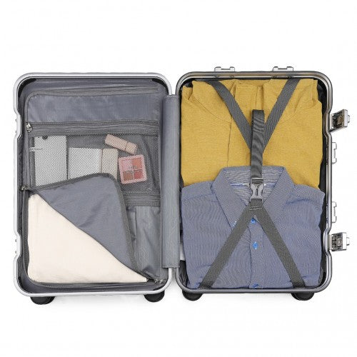 Supercase Durable 20 Inch PC Hardshell Aluminum Frame Suitcase With TSA Lock - Navy