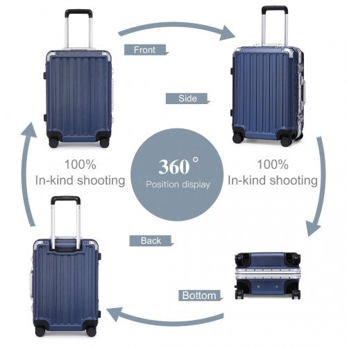 Supercase Durable 20 Inch PC Hardshell Aluminum Frame Suitcase With TSA Lock - Navy
