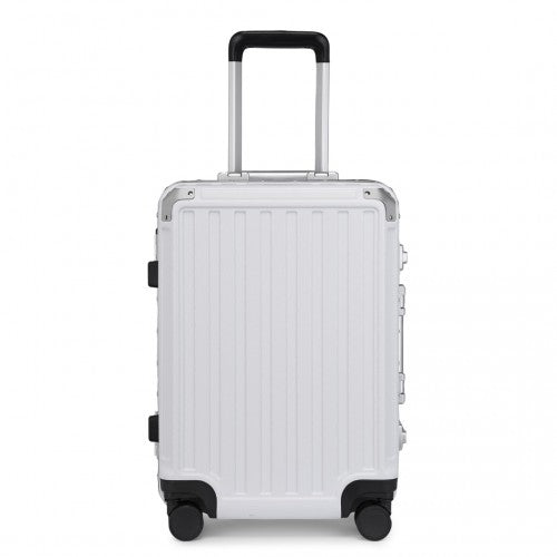 Supercase Durable 20 Inch PC Hardshell Aluminum Frame Suitcase With TSA Lock - White