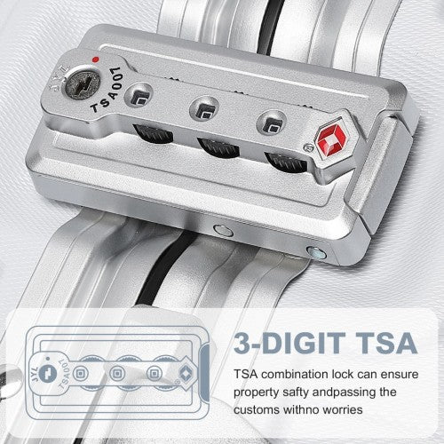Supercase Durable 20 Inch PC Hardshell Aluminum Frame Suitcase With TSA Lock - White