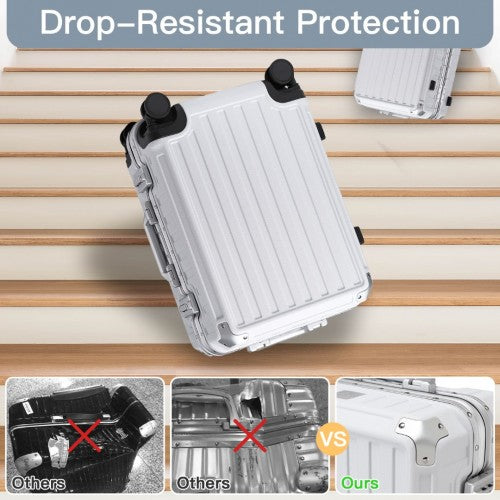 Supercase Durable 20 Inch PC Hardshell Aluminum Frame Suitcase With TSA Lock - White
