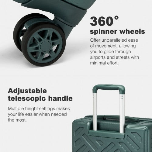 Supercase 24 Inch Sleek Geometric Pattern Hard Shell ABS+PC Check - In Suitcase with TSA Lock for Effortless Travel - Military Green