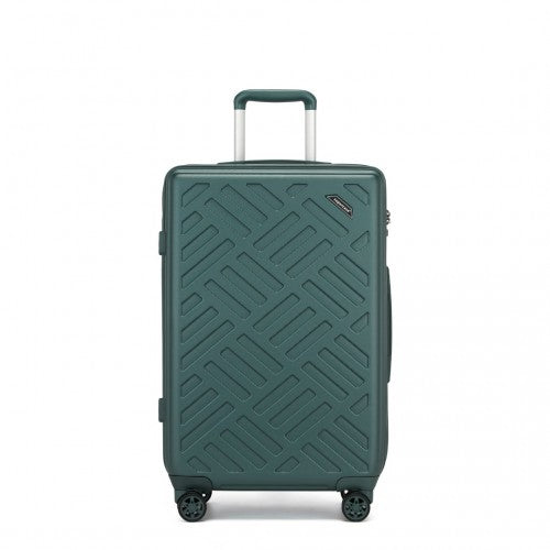 Supercase 24 Inch Sleek Geometric Pattern Hard Shell ABS+PC Check - In Suitcase with TSA Lock for Effortless Travel - Military Green