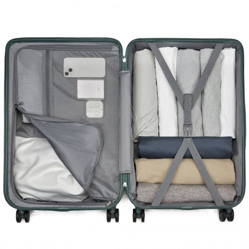 Supercase 24 Inch Sleek Geometric Pattern Hard Shell ABS+PC Check - In Suitcase with TSA Lock for Effortless Travel - Military Green