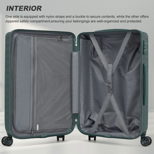 Supercase 24 Inch Sleek Geometric Pattern Hard Shell ABS+PC Check - In Suitcase with TSA Lock for Effortless Travel - Military Green